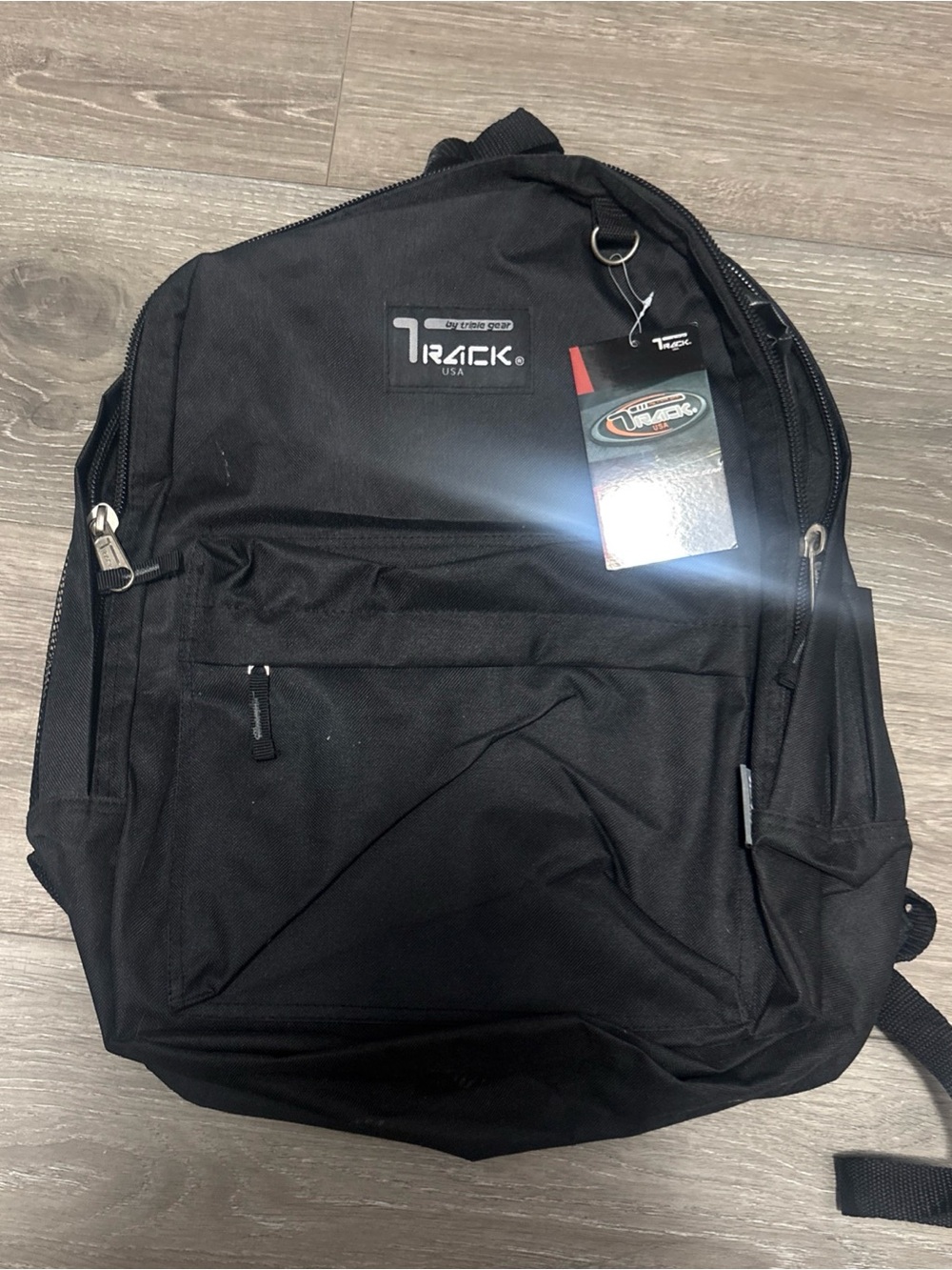 Track By Triple Gear Black Color Backpack - 17" Large Unisex Book Bag